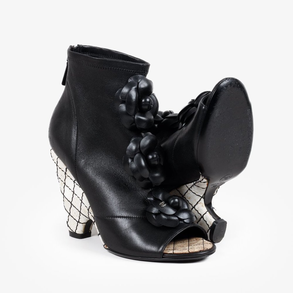 Chanel Camellia Wedge Booties